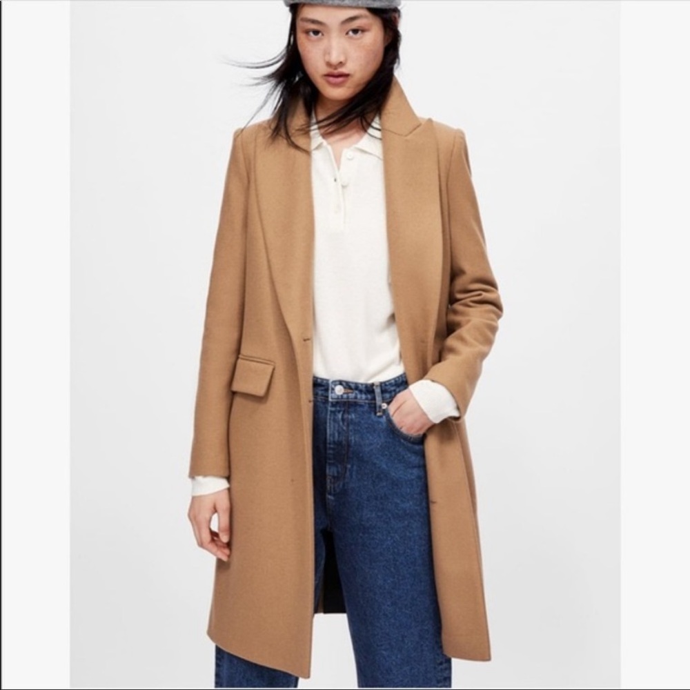 Zara Womens Wool Blend Camel Coat